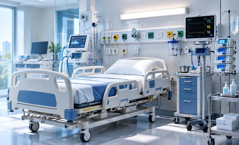 Hospital room with medical equipment
